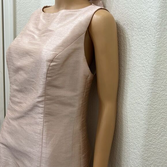 Alfred Sung Pearl Pink Silky Shimmer Sleeveless Dress Open Back Bow Size 12 - Picture 4 of 11
